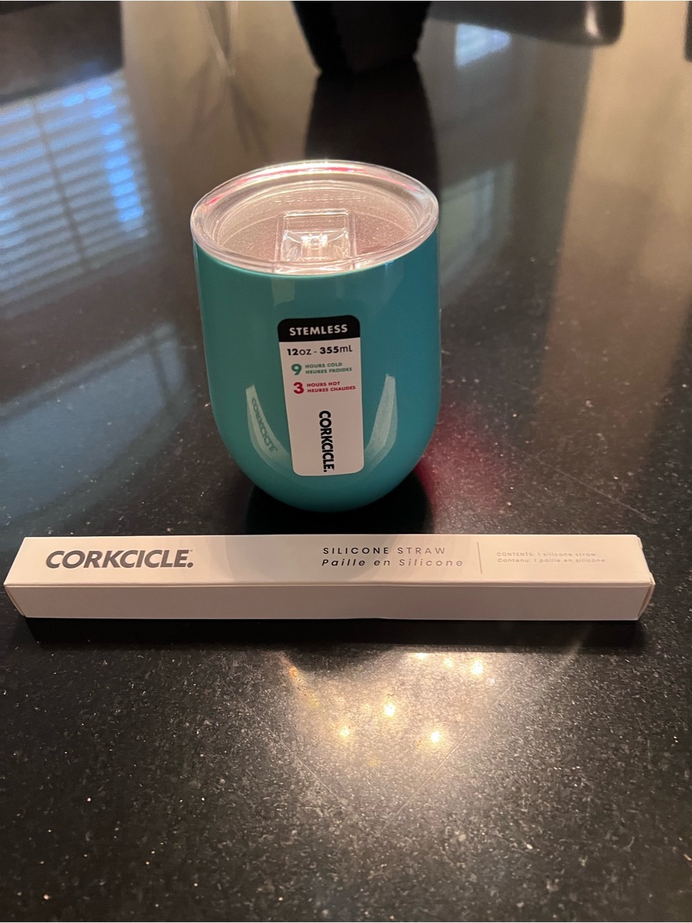 Corkcicle Teal Stemless Wine Tumbler with Clear Lid